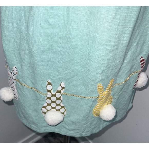 Easter Bunny Rabbit Appliqued Spring Baking Cooking Bib Apron White Mint Green - Picture 2 of 5